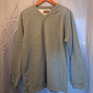OP Mens V Neck Sweater Gray Blue Size Medium